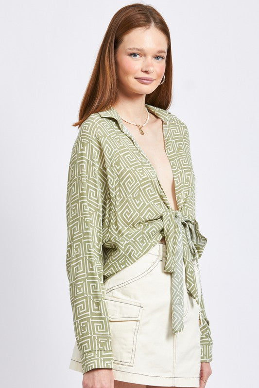 PRINTED TIE FRONT TOP - Always24