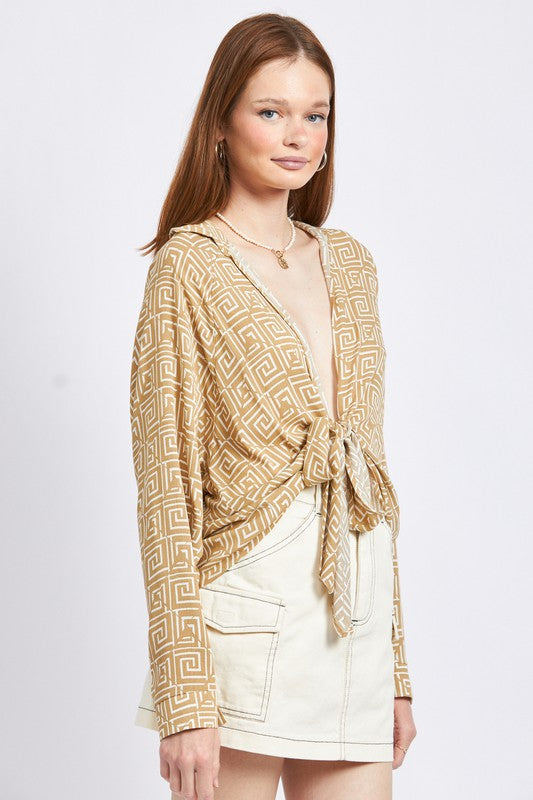PRINTED TIE FRONT TOP - Always24