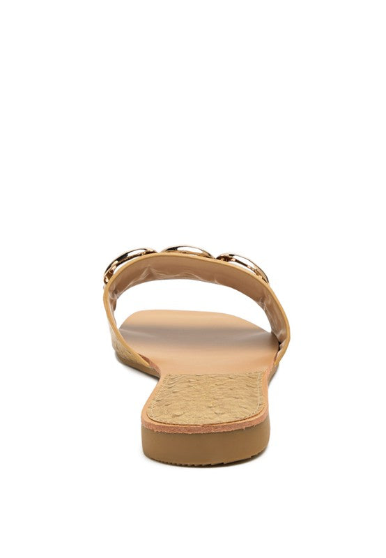Metal Rings Flat Slides - Stylish & Comfortable | MADELEINE