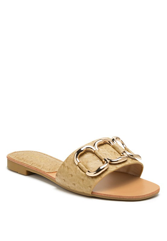 Metal Rings Flat Slides - Stylish & Comfortable | MADELEINE