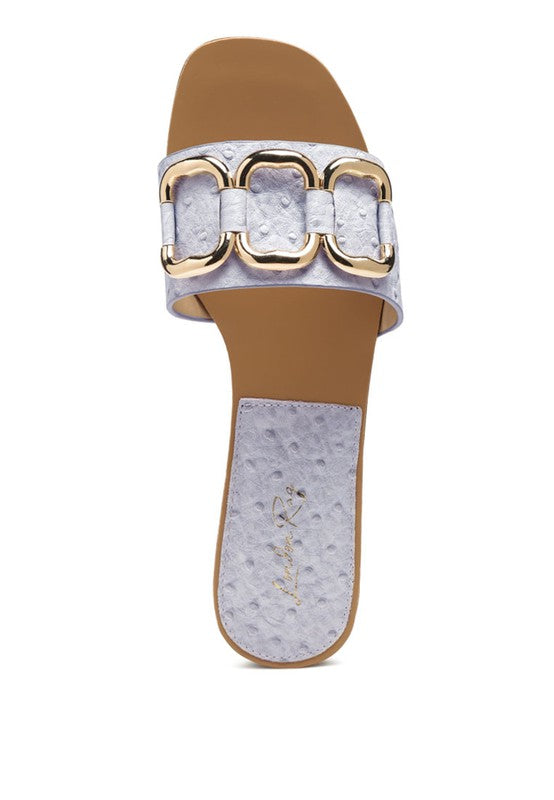 Metal Rings Flat Slides - Stylish & Comfortable | MADELEINE