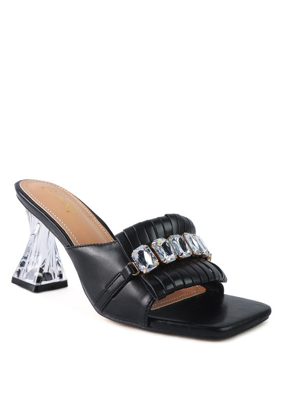 FANTASY CLEAR HEEL JEWEL SANDAL - Always24