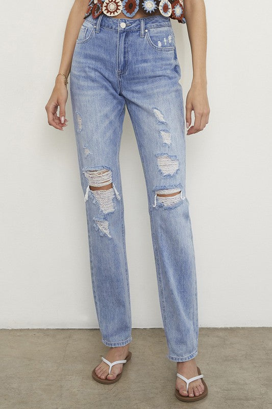 HIGH RISE STRAIGHT JEANS - Always24