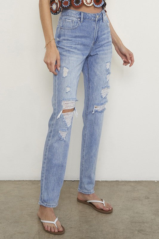 HIGH RISE STRAIGHT JEANS - Always24