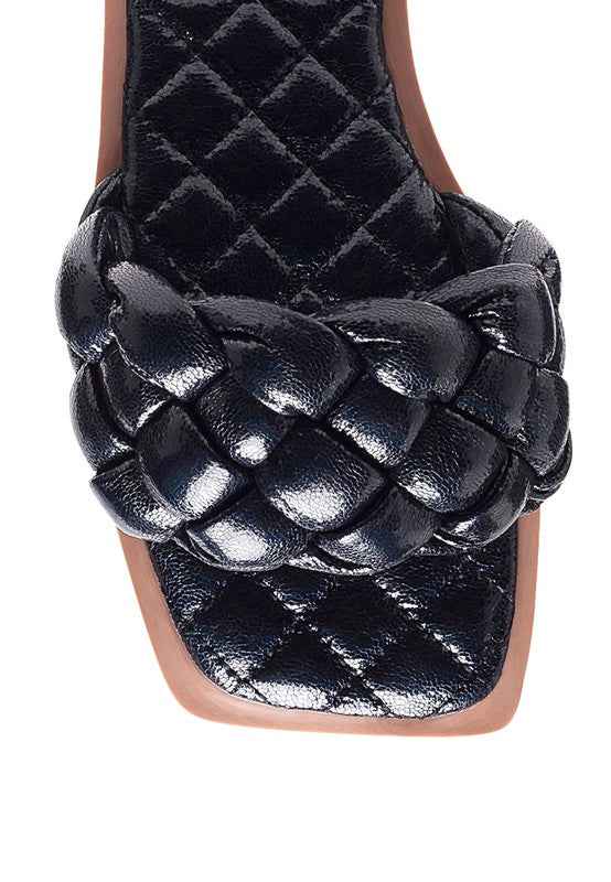 Always24 PU QUILTED SLIDES IN WOVEN STRAPS