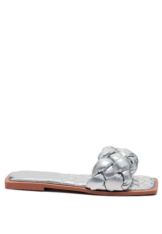 Always24 PU QUILTED SLIDES IN WOVEN STRAPS