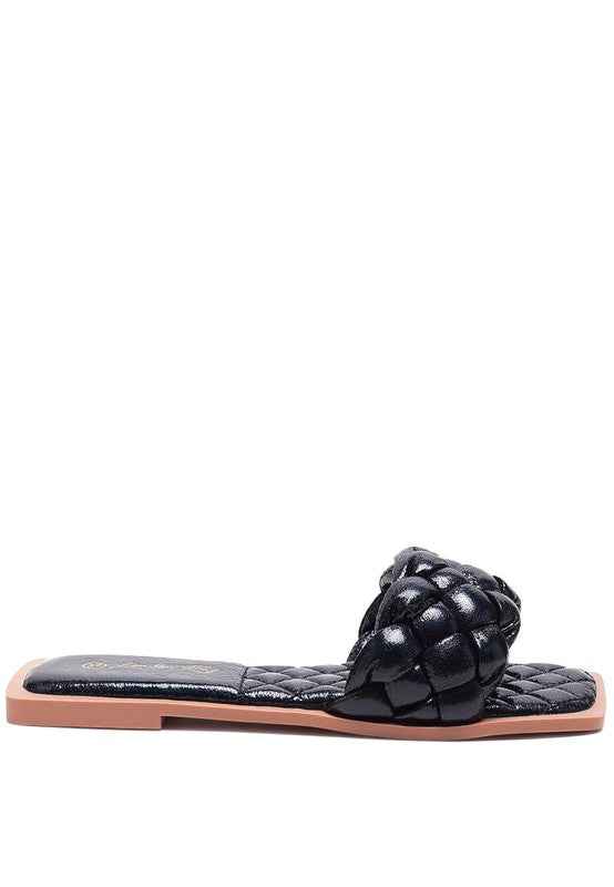 Always24 PU QUILTED SLIDES IN WOVEN STRAPS