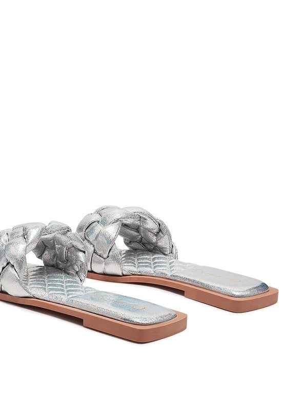 Always24 PU QUILTED SLIDES IN WOVEN STRAPS