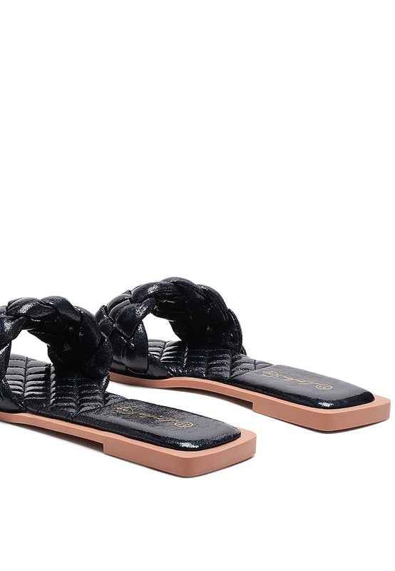 Always24 PU QUILTED SLIDES IN WOVEN STRAPS