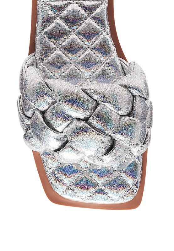 Always24 PU QUILTED SLIDES IN WOVEN STRAPS