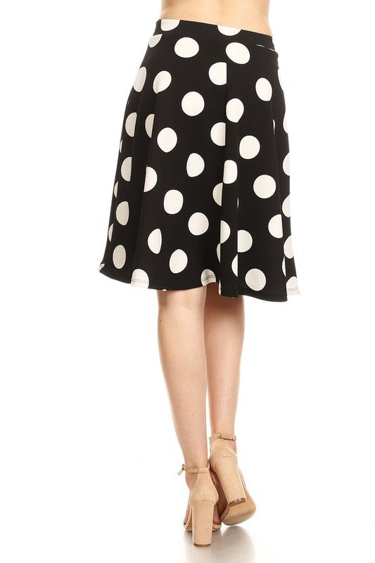 Polka dot printed high waisted knee length skirt - Always24