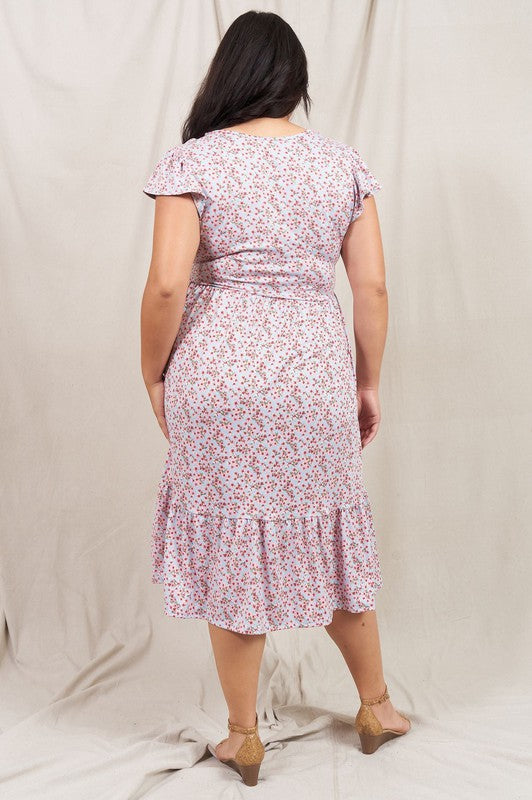 Plus Flutter Sleeve Ditsy Floral Sundress - Always24