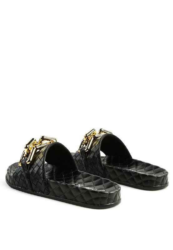 Always24 SHOT BLING CHAIN STRAP WOVEN FLATS