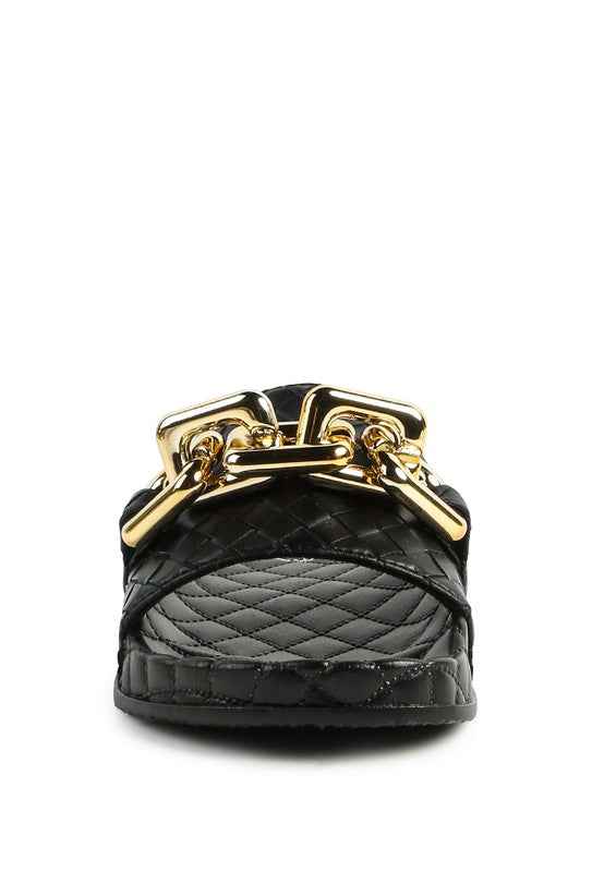 Always24 SHOT BLING CHAIN STRAP WOVEN FLATS