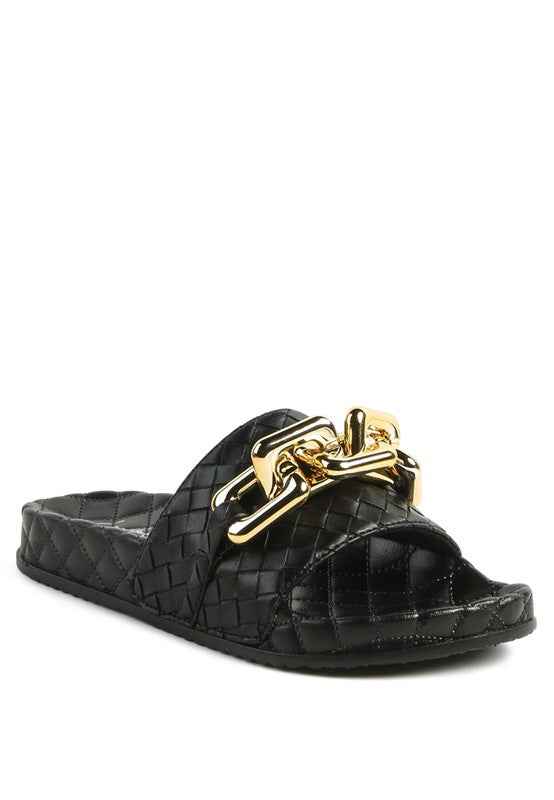 Always24 SHOT BLING CHAIN STRAP WOVEN FLATS