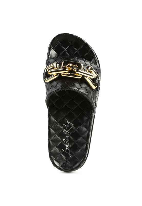 Always24 SHOT BLING CHAIN STRAP WOVEN FLATS