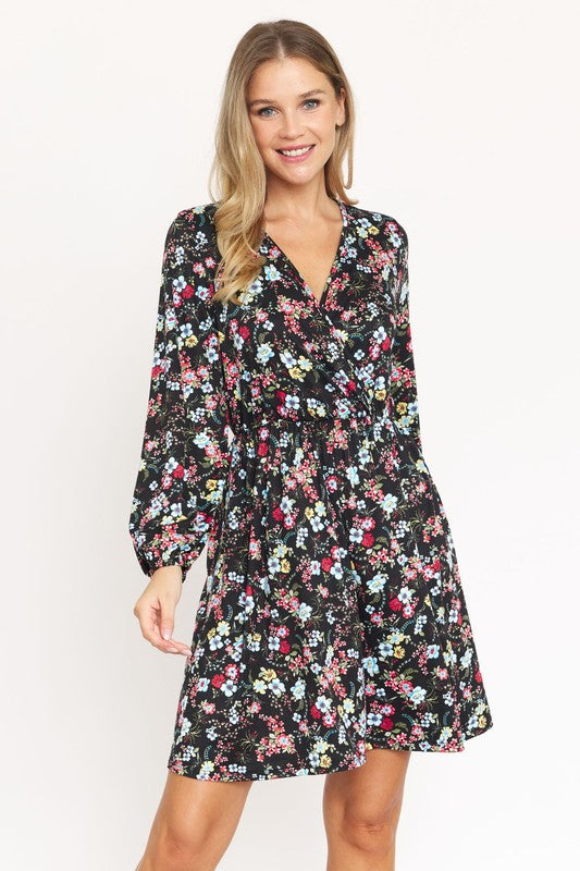 V-Neck Flowy Floral Mini Dress - Stylish & Comfortable - EG Fashion - Always24