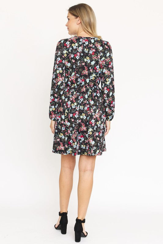 V-Neck Flowy Floral Mini Dress - Stylish & Comfortable - EG Fashion - Always24