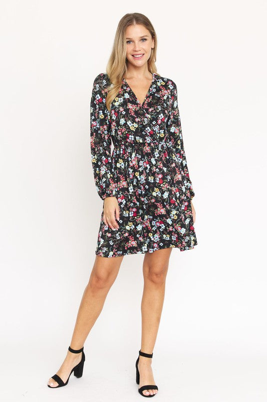 V-Neck Flowy Floral Mini Dress - Stylish & Comfortable - EG Fashion - Always24
