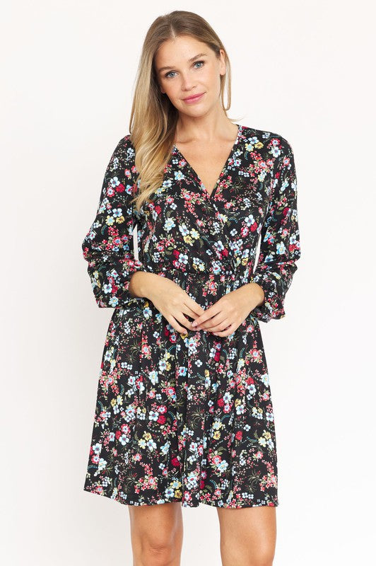 V-Neck Flowy Floral Mini Dress - Stylish & Comfortable - EG Fashion - Always24