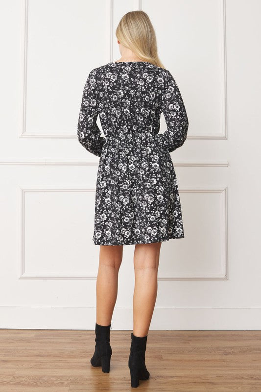 V-Neck Flowy Floral Mini Dress - Stylish & Comfortable - EG Fashion - Always24