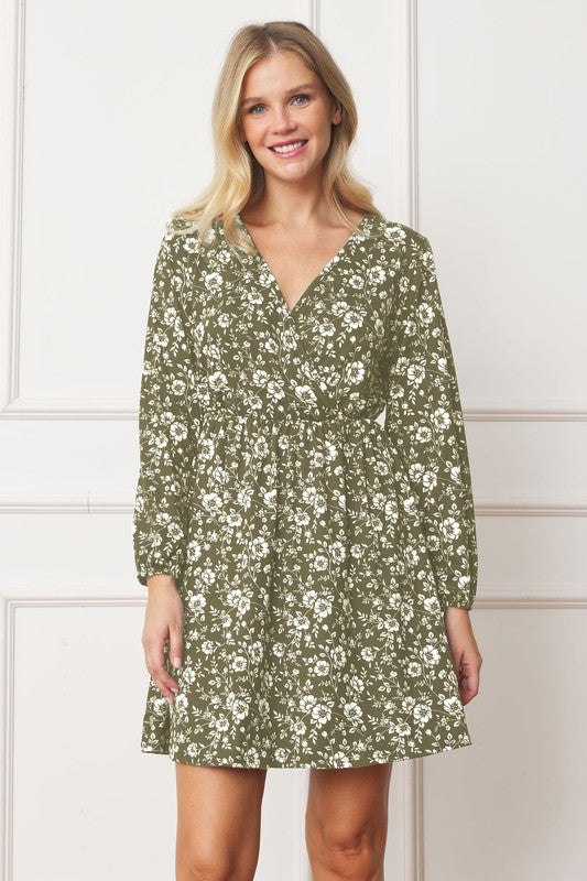 V-Neck Flowy Floral Mini Dress - Stylish & Comfortable - EG Fashion - Always24
