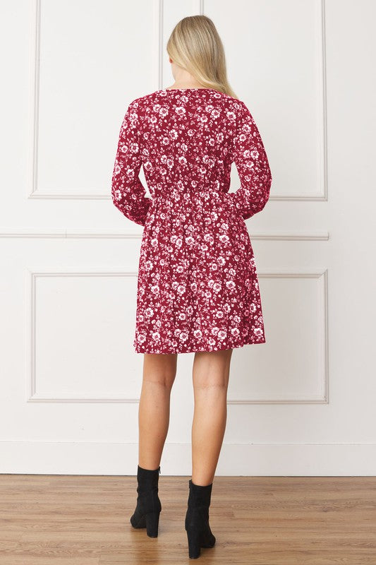V-Neck Flowy Floral Mini Dress - Stylish & Comfortable - EG Fashion - Always24