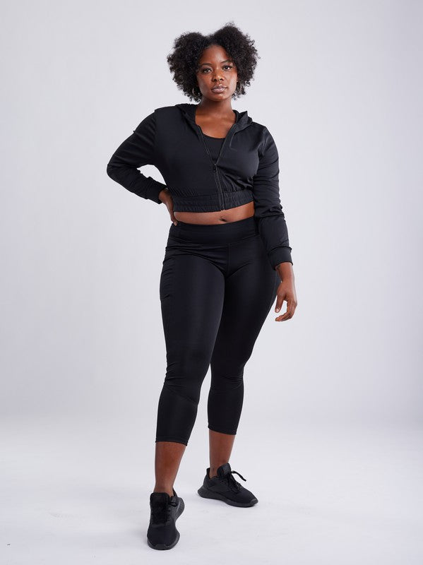 Always24 Athletic Zip-Up Crop Hoodie Jacket - Always24