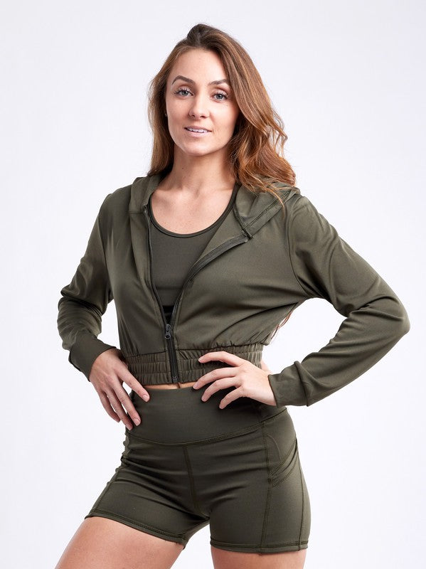 Always24 Athletic Zip-Up Crop Hoodie Jacket - Always24