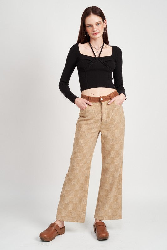 PLAID WIDE LEG PANTS - Always24