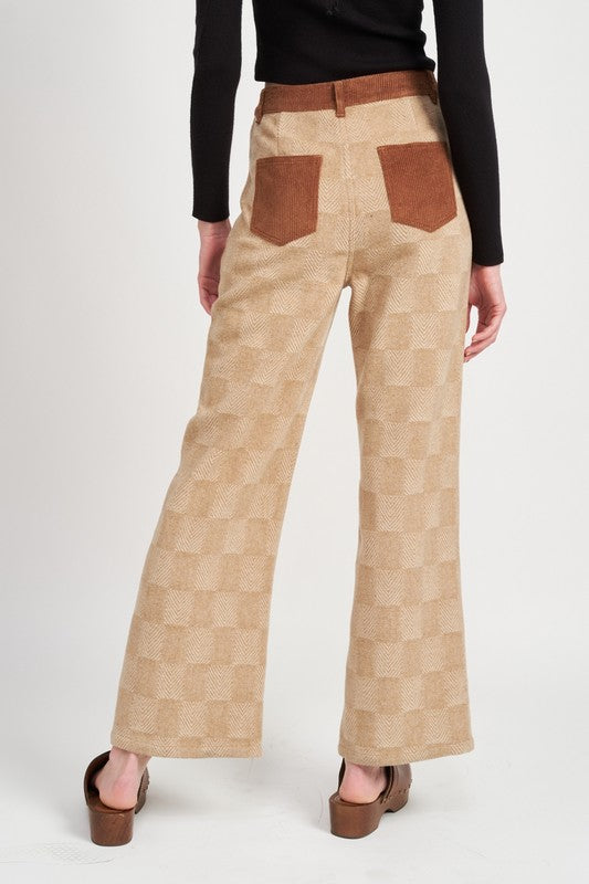 PLAID WIDE LEG PANTS - Always24