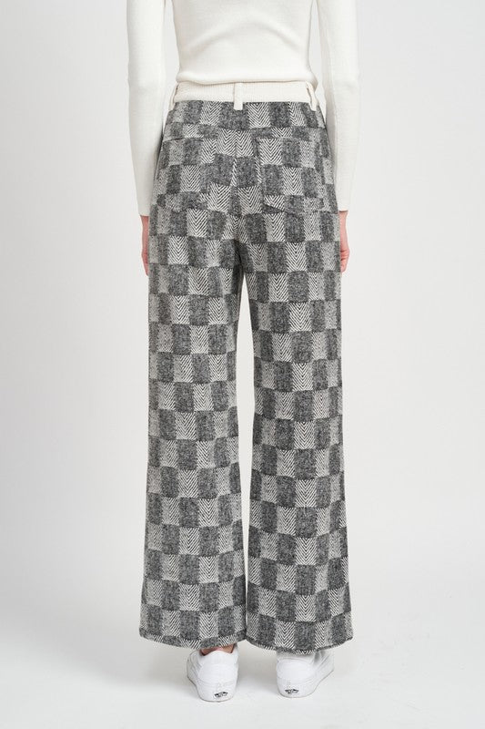 PLAID WIDE LEG PANTS - Always24