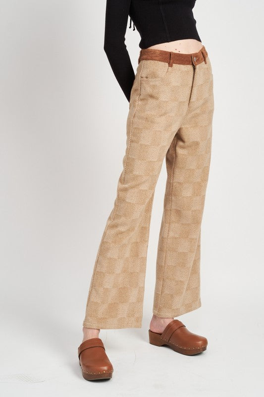 PLAID WIDE LEG PANTS - Always24