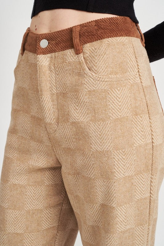 PLAID WIDE LEG PANTS - Always24