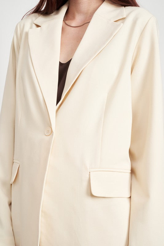 OVERSIZED CUTEDGE DETAIL BLAZER - Always24