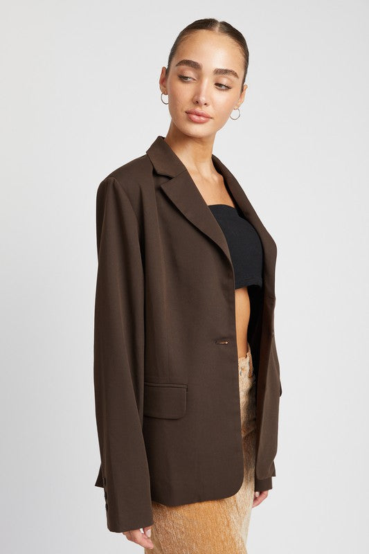 OVERSIZED CUTEDGE DETAIL BLAZER - Always24