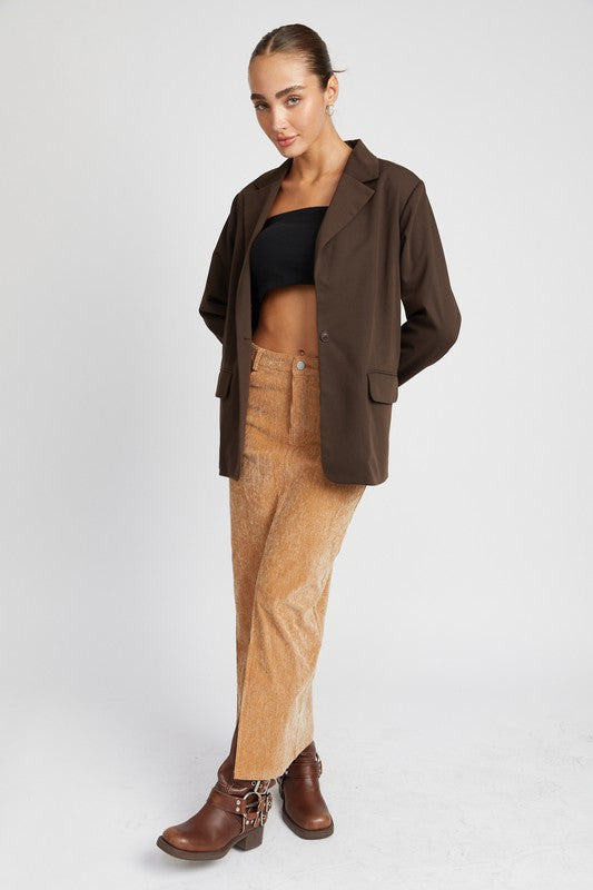OVERSIZED CUTEDGE DETAIL BLAZER - Always24