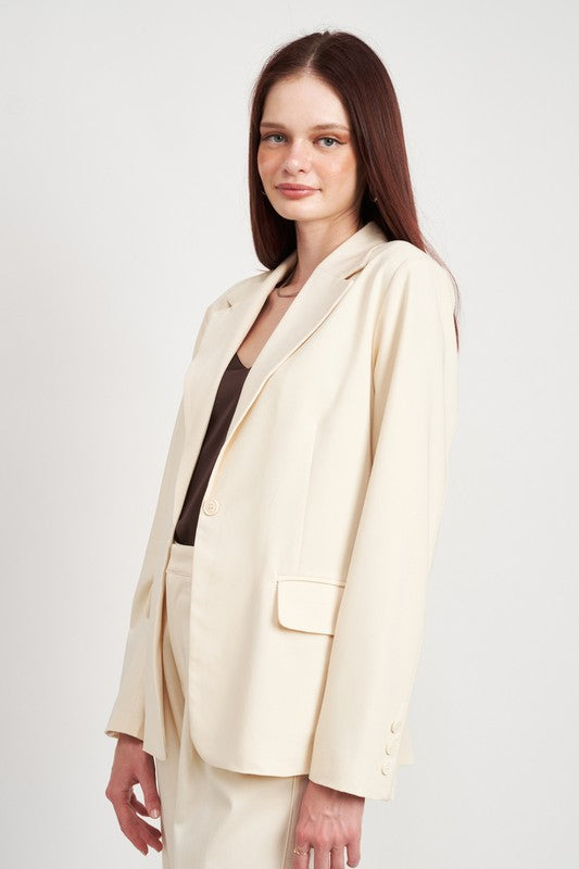 OVERSIZED CUTEDGE DETAIL BLAZER - Always24