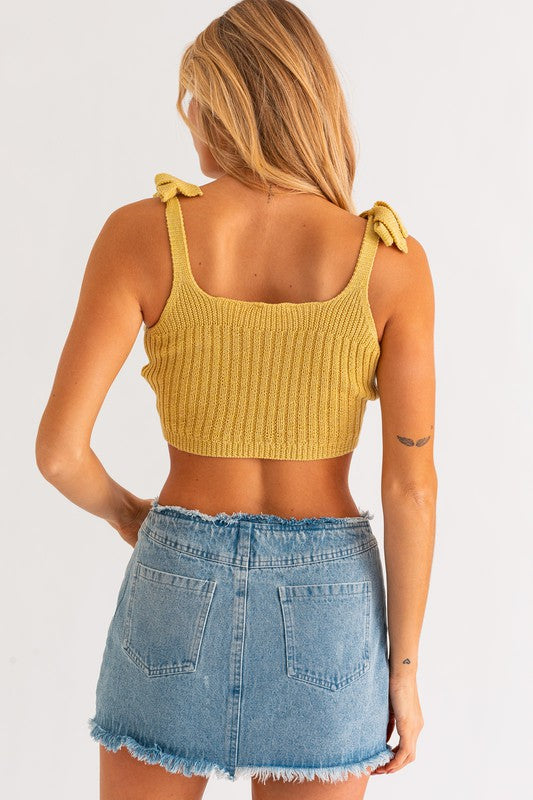 Shoulder Tie Knit Tank - Always24