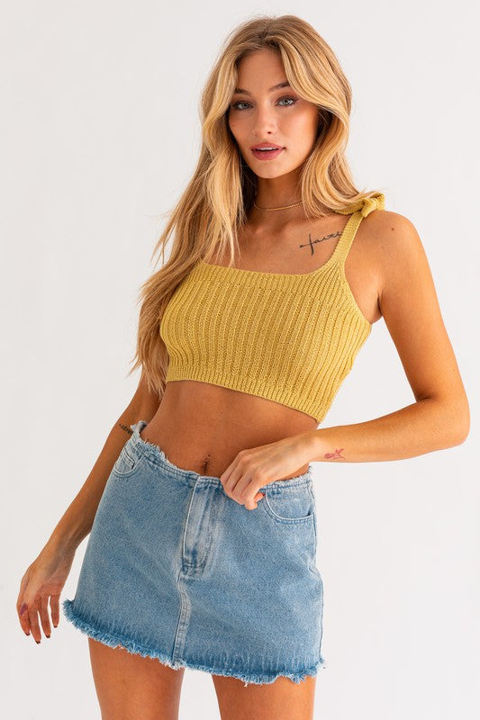 Shoulder Tie Knit Tank - Always24