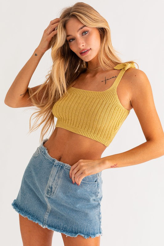 Shoulder Tie Knit Tank - Always24