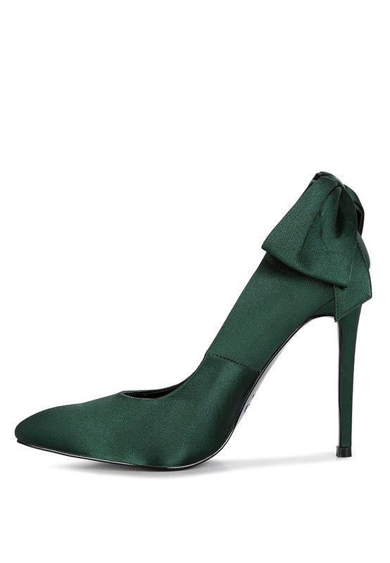 Always24 Green Satin Stiletto Pump Sandals