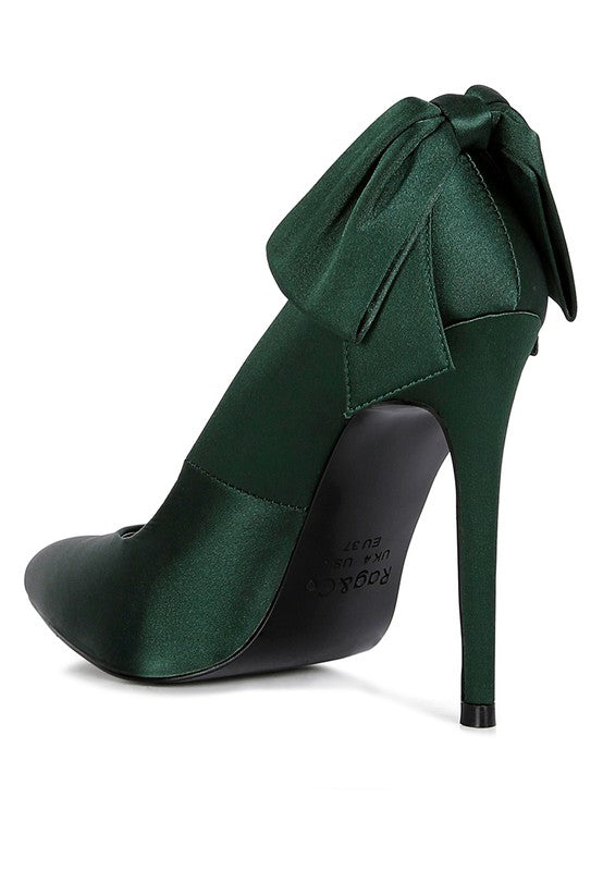 Always24 Green Satin Stiletto Pump Sandals