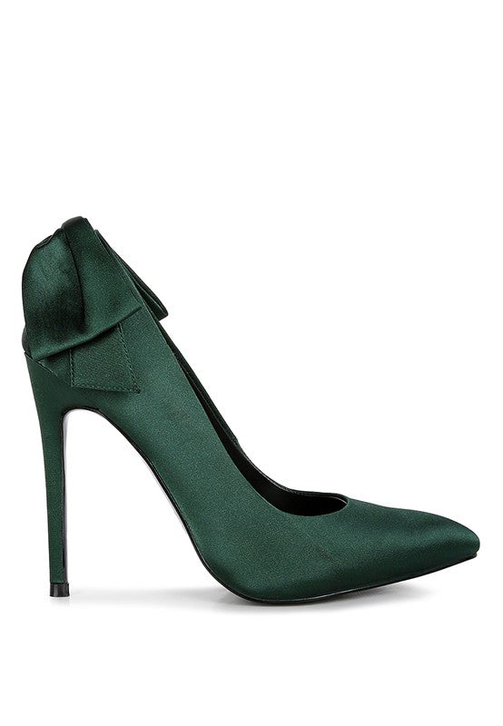 Always24 Green Satin Stiletto Pump Sandals