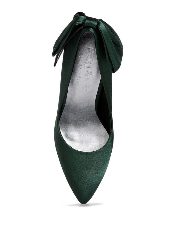 Always24 Green Satin Stiletto Pump Sandals