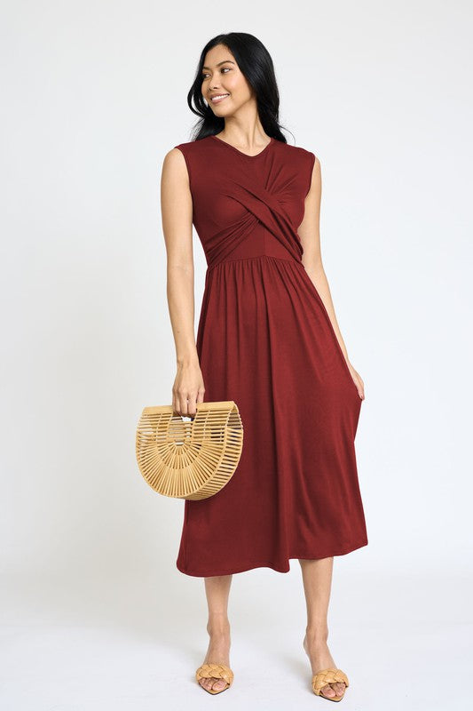 Always24 Sleeveless Cross-Over Bodice Midi Dress - Always24