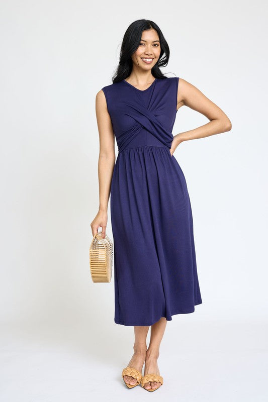 Always24 Sleeveless Cross-Over Bodice Midi Dress - Always24