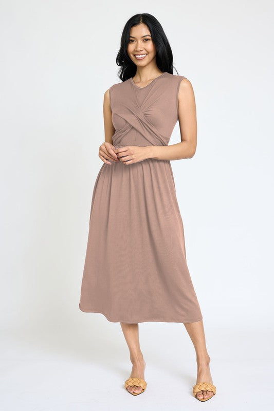 Always24 Sleeveless Cross-Over Bodice Midi Dress - Always24
