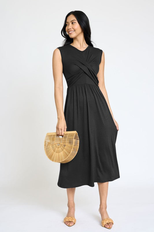 Always24 Sleeveless Cross-Over Bodice Midi Dress - Always24