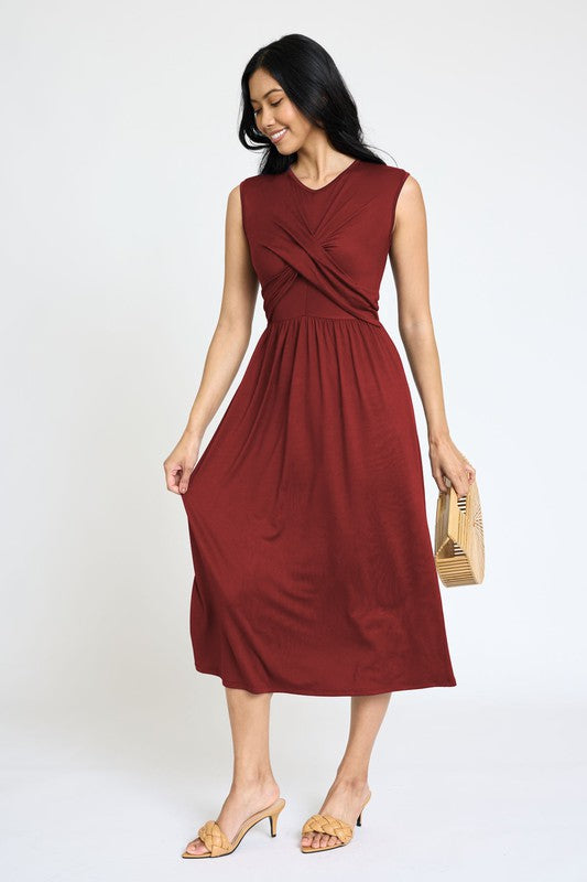 Always24 Sleeveless Cross-Over Bodice Midi Dress - Always24